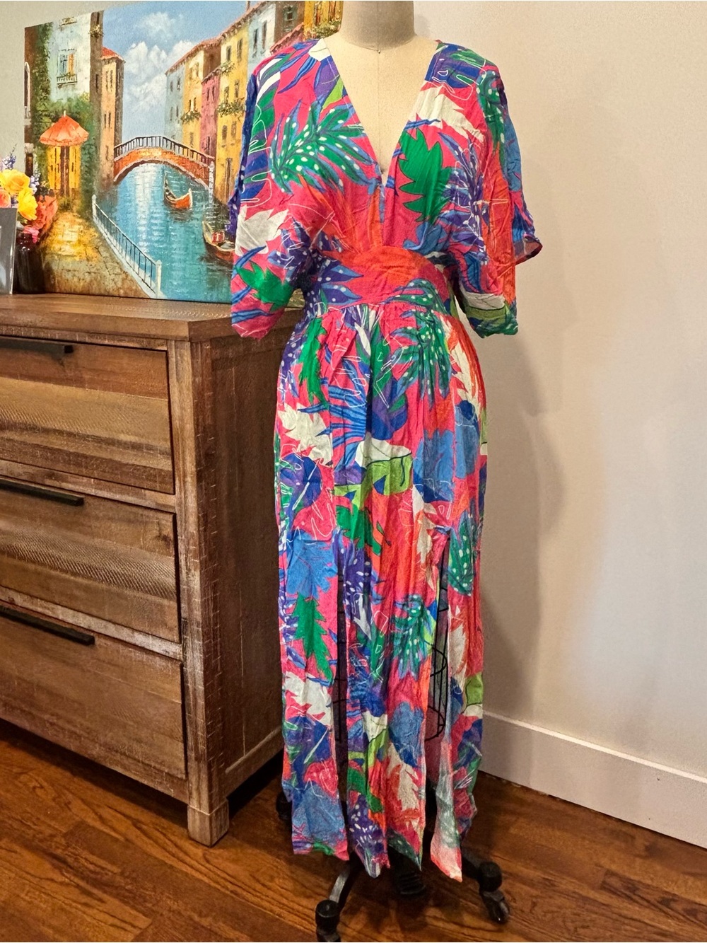 Cupshe Tropical V-Neck Multicolor Maxi Dress
